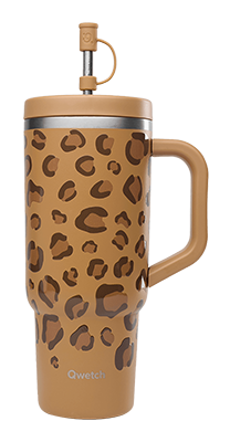 Qwetch Travel cup isotherme inox leopard camel 900ml