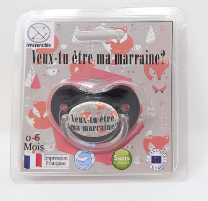 Sucette Tétine " Veux-tu être ma marraine ? " Irréversible Bijoux