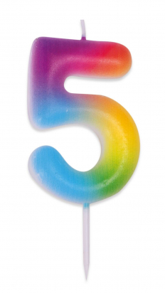 Bougie multicolore - chiffre 5