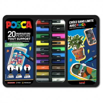 Mallette POP COLOURS 20 marqueurs POSCA