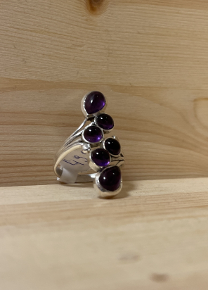 Bague améthyste AA argent 925 réglabe Géo