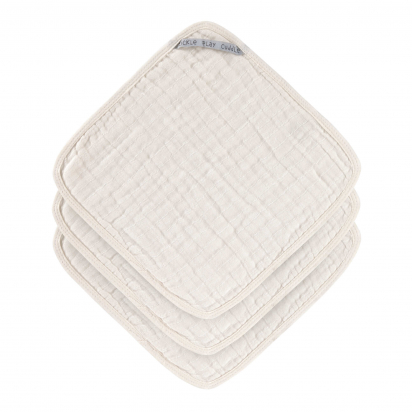 Lot de 3 débarbouillettes en gaze de coton blanc cassé Lassig