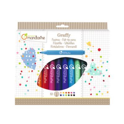 Pochette 12 feutres double pointes Avenue Mandarine