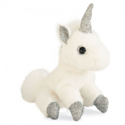 Porte-Clé Peluche Licorne Blanc Argent - 14 cm Histoire d'ours