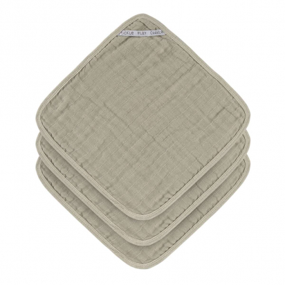 Lot de 3 débarbouillettes en gaze de coton Olive Lassig