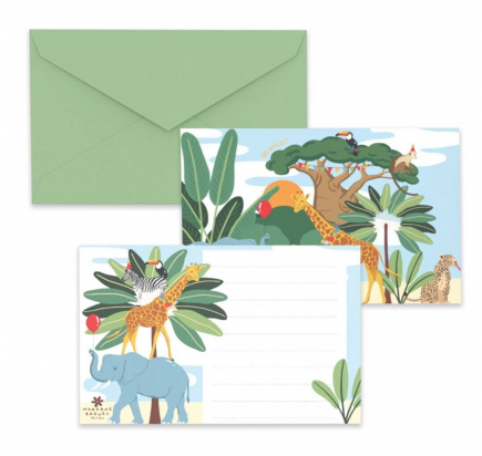 C&L Carton invitation - lot de 8 - Animaux de la Savane