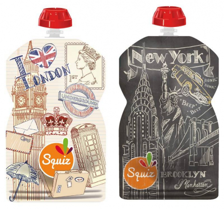 Lot de 2 gourdes souples New-York / Londres 130 ml - Squiz
