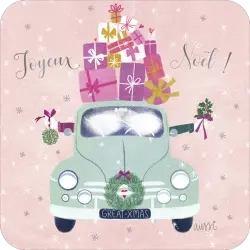 Carte carrée A. Bussi "Les cadeaux sur le toit..."