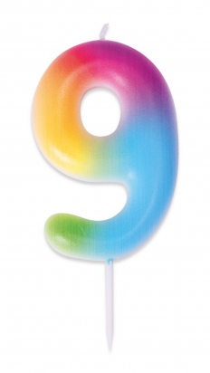 Bougie multicolore - chiffre 9