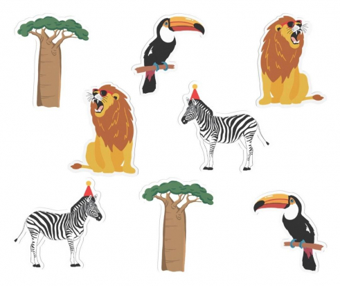 C&L Confetti de table - lot de 40 - Animaux de la Savane