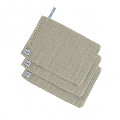 Lot de 3 gants de toilette en gaze de coton Olive Lassig