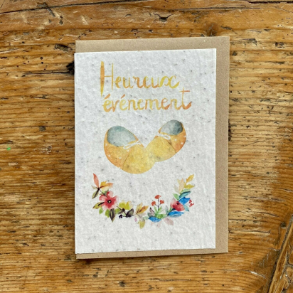 Carte à planter naissance - Heureux évènement jaune - Les cartes de Lulu