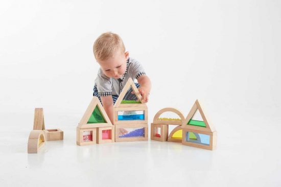 Cubes sensoriels en bois rainbow - 16 pièces - TicKit