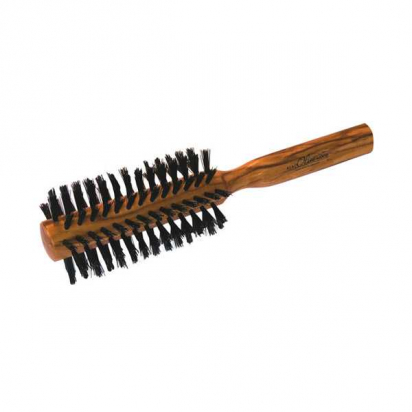 Brosse ronde en bois d'Olivier - Poils sanglier - Flower