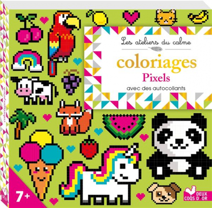 Coloriages pixels Deux coqs d'or