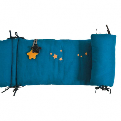 Tour de lit bleu Les Moustaches Moulin Roty