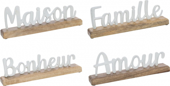 Mots Amour Sur Pied Aluminium/Bois Blanc Jolipa