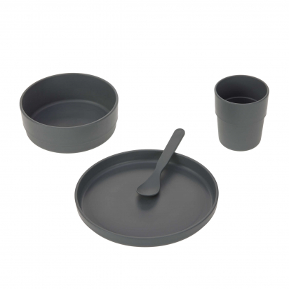 Coffret repas enfants  Uni anthracite Lassig