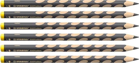 STABILO EASYcolors - Crayons  ergonomique - Lot x 6 crayons de coloriage triangulaires - Gaucher - gris