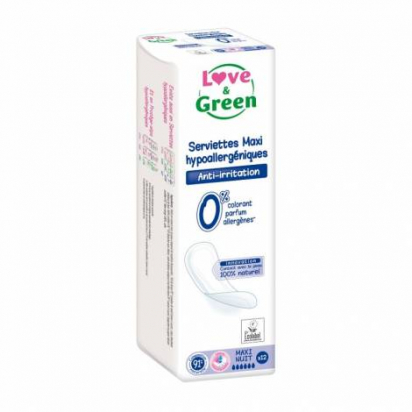 Serviettes hypoallergéniques MAXI NUIT Love and green