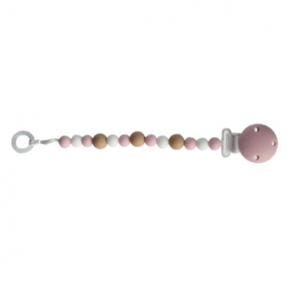 Attache tétine et anneau de dentition Rose blanc beige Maisies Baby