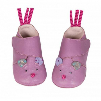 Chaussons en cuir  - Souris - Les jolis pas beaux - Moulin roty