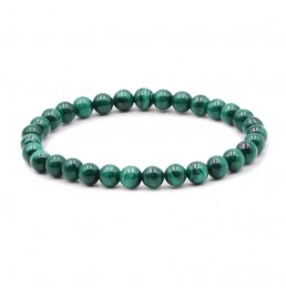 Bracelet boule malachite foncée AA 6mm