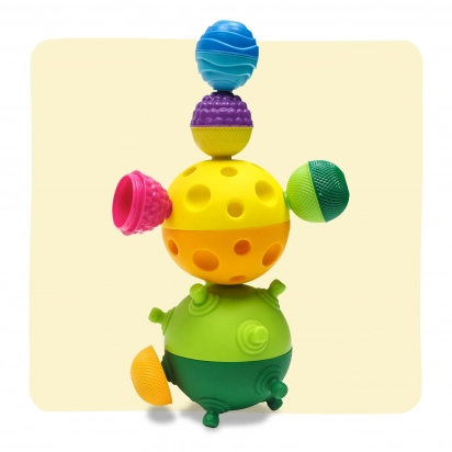 2 balles sensorielles et perles de motricité – 12 pièces Lalaboom