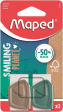 Maped - Lot de 2 gommes Précision Smiling Planet  Gomme Blanche avec Fourreau composé à 50% de Fibres de Bois certifiées FSC - Sans PVC ni Phtalates