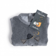 Pyjama 1m velours gris chiné tête chat Les Moustaches Moulin Roty
