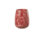 Photophore Mosaic Triangle Verre Rouge/Rose Jolipa