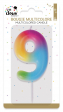 Bougie multicolore - chiffre 9