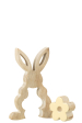 Lapin décoratif fleuri en bois jaune – Décoration intérieure – 18 × 12 × 3 cm – J-Line