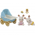Les jumeaux lapin chocolat et la poussette Sylvanian families