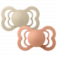 Lot de 2 tétines BIBS T1 Supreme silicone Vanille/Pêche