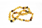 Collier d'ambre - bébé/enfant - Boules Multicolor BRUT NON POLIES avec fermoir Sécurité