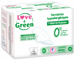 Serviettes hypoallergéniques SUPER Love and green