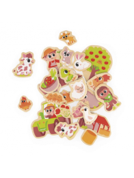 Magnets en bois 24 pcs Ferme animaux Janod