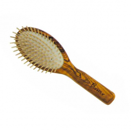 Brosse plate en bois d' Olivier - Picots - Flower