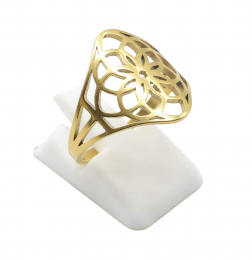 Bague Inox plaquée Or Lotus