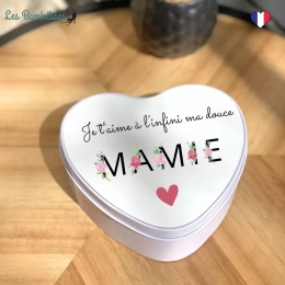 Boite en Métal Coeur Je t'aime à l'infini ma douce Mamie Les bambetises
