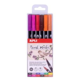 Pack de 12 feutres Brush Marker à double pointe Apli