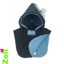 Capuchon bébé Polaire Anthracite/Bleu Clair chiné Zoli
