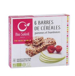 Barres de céréales pommes et framboises bio (6 pièces - emballages individuels) 125 g Bio Soleil