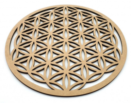 Plaque de Rechargement Fleur de Vie Sculptée Bois 20cm