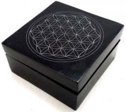 Boîte à Bijoux Pierre Carrée Fleur de Vie 10cm