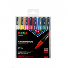 Set de 8 marqueurs pointes coniques fines PC3M Couleurs basiques Posca