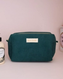 Trousse de toilette Charlotte en velours côtelé vert Maison scarlette
