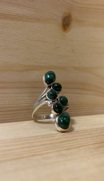 Bague malakite AA argent 925 réglabe Géo