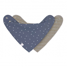 Lot de 2 bavoirs bandana Interlock Bleu gris Lassig